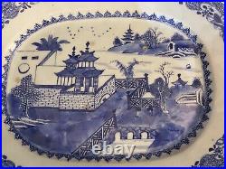 19th Canton Chinese Export Blue & White Porcelain Platter