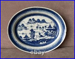 19th Century Antique Chinese Canton Export Blue White Porcelain Platter