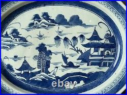 19th Century Antique Chinese Canton Export Blue White Porcelain Platter