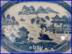19th Century Blue and White Chinese Canton Porcelain Serving Plate
