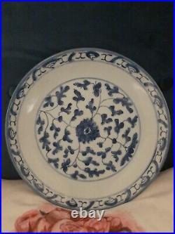 19th Century Japanese Blue & White Floral Pattern 10 Porcelain Plate