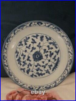 19th Century Japanese Blue & White Floral Pattern 10 Porcelain Plate