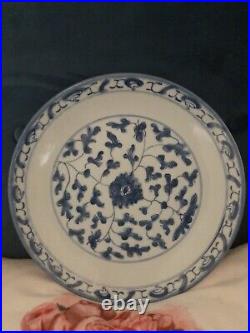 19th Century Japanese Blue & White Floral Pattern 10 Porcelain Plate