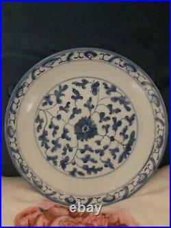 19th Century Japanese Blue & White Floral Pattern 10 Porcelain Plate