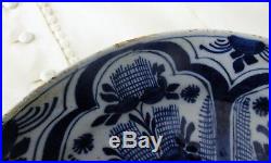 19th Century Large Delft Wall hanging Charger Plate Blue White Antique