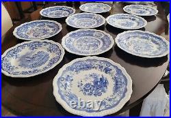 1 Set Of 10 Spode Dinner Plates, 10.5 Blue Room Assorted Scenes-excellent Cond