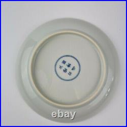 20th Century Chinese Blue And White Plate Silkworms Eating Mulberry Leaves
