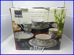 222 Fifth ADELAIDE-BLUE & WHITE 17 piece set Missing A Few Plates