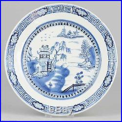 23.7cm Antique 19C Chinese Porcelain Plate Blue White Landscape