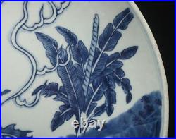 27.5CM Old Chinese Blue & White Porcelain Dish withkylin