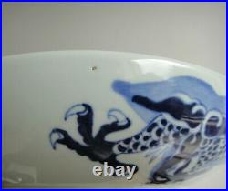 28cm Chinese Antique DRAGON Porcelain Blue and White Ceramic Plate Handpainted