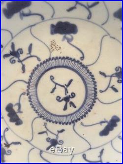 2 1700s Chinese Lingzhi & Tea Flower Qing Dynasty Yongzheng Blue & White Plates