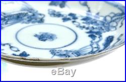 2 18th Century Chinese Blue & White Porcelain Dish Plate Saucer Phoenix