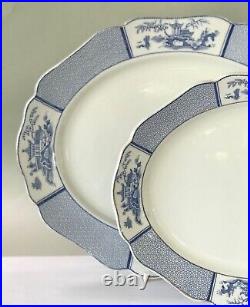 2 Antique Blue & White Platters Allertons Pavilion England 1929-1942