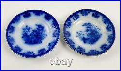 2 Antique Davenport Flow Blue cup plates