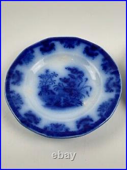 2 Antique Davenport Flow Blue cup plates