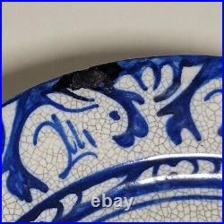 2 Antique Dedham Rabbit Bunny 10 Crackle Plates Blue & White Pottery Ca 1895