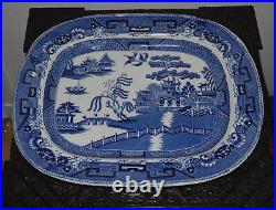 2 Colossal Willow Pattern Antique Platters