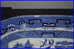 2 Colossal Willow Pattern Antique Platters