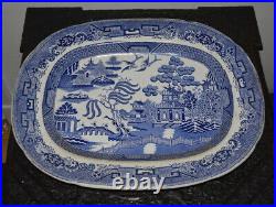 2 Colossal Willow Pattern Antique Platters