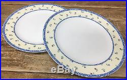 2 Dinner Plates Villeroy & Boch Adeline 109362 Floral Yellow Blue White Sprigs