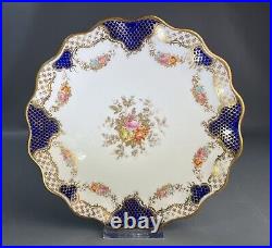 2 Edwardian Scalloped Plates Cobalt/Gilt Scales & Trellis Border Wedgwood X3848