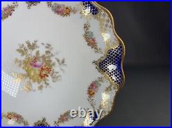 2 Edwardian Scalloped Plates Cobalt/Gilt Scales & Trellis Border Wedgwood X3848