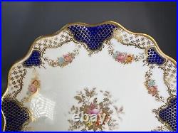 2 Edwardian Scalloped Plates Cobalt/Gilt Scales & Trellis Border Wedgwood X3848