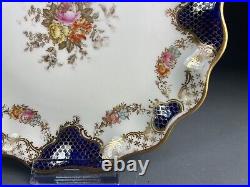 2 Edwardian Scalloped Plates Cobalt/Gilt Scales & Trellis Border Wedgwood X3848