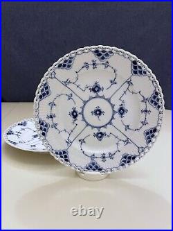 2 ROYAL COPENHAGEN BLUE FLUTED FULL LACE Salad Plates Lunch 1086 20cm 1st Qual