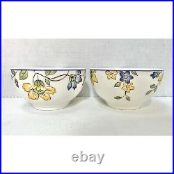 2 Villeroy and Boch PROVENCE Porcelain Rice Bowls Blue + Yellow Floral # 1748