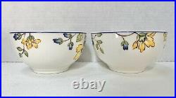 2 Villeroy and Boch PROVENCE Porcelain Rice Bowls Blue + Yellow Floral # 1748