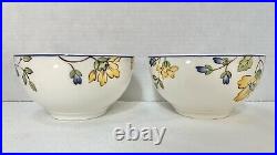 2 Villeroy and Boch PROVENCE Porcelain Rice Bowls Blue + Yellow Floral # 1748