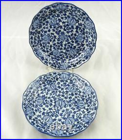 2 Vintage Chinese Blue & White Porcelain Plates 6 Character Maker's Marks