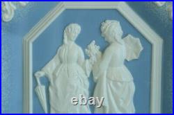 2 Vintage Wedgewood #7022 Metal Framed Victorian Women Blue & White Relief