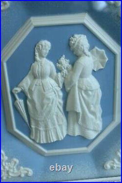 2 Vintage Wedgewood #7022 Metal Framed Victorian Women Blue & White Relief