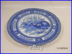 2 (two) Antique Royal Doulton TURKEY Dinner Plates Blue White Geometric Rim