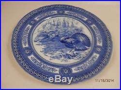 2 (two) Antique Royal Doulton TURKEY Dinner Plates Blue White Geometric Rim