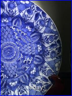 2 x Antique Chinese Blue and White Kangxi Period porcelain Plate 22cm Diameter
