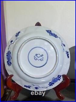 2 x Antique Chinese Blue and White Kangxi Period porcelain Plate 22cm Diameter