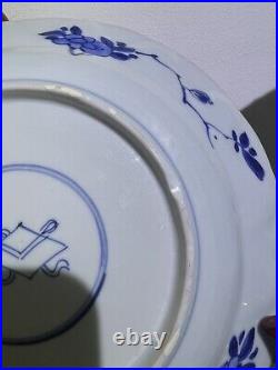 2 x Antique Chinese Blue and White Kangxi Period porcelain Plate 22cm Diameter