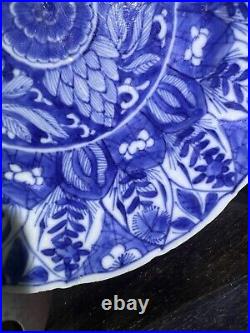 2 x Antique Chinese Blue and White Kangxi Period porcelain Plate 22cm Diameter