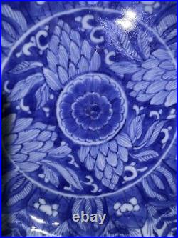 2 x Antique Chinese Blue and White Kangxi Period porcelain Plate 22cm Diameter