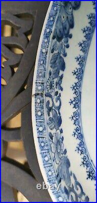 32cm Excellent Large Antique Chinese Blue & White Charger Meat Plate tray 18c