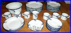 38 Piece Dansk Flora Bayberry Blue White Japan Set Dinnerware Plates Cups Etc