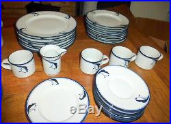 38 Piece Dansk Flora Bayberry Blue White Japan Set Dinnerware Plates Cups Etc