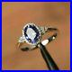 3Ct Oval Blue Sapphire Engagement Ring 14k White Gold plate lab-created Size J-T