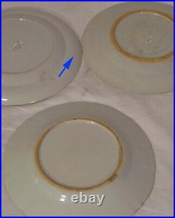 3 18th C Chinese Export Porcelain Blue White Armorial Plates Cobalt Crest Wreath