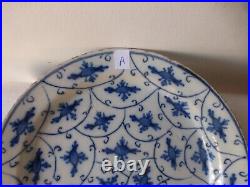3 Antique Dutch Delft blue & white Plates. 18th. Pottery. Ceramic. Assiettes
