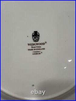 3 HTF Wedgwood Ashbury DinnerPlates England Bone China Blue White Gold Trim Rare